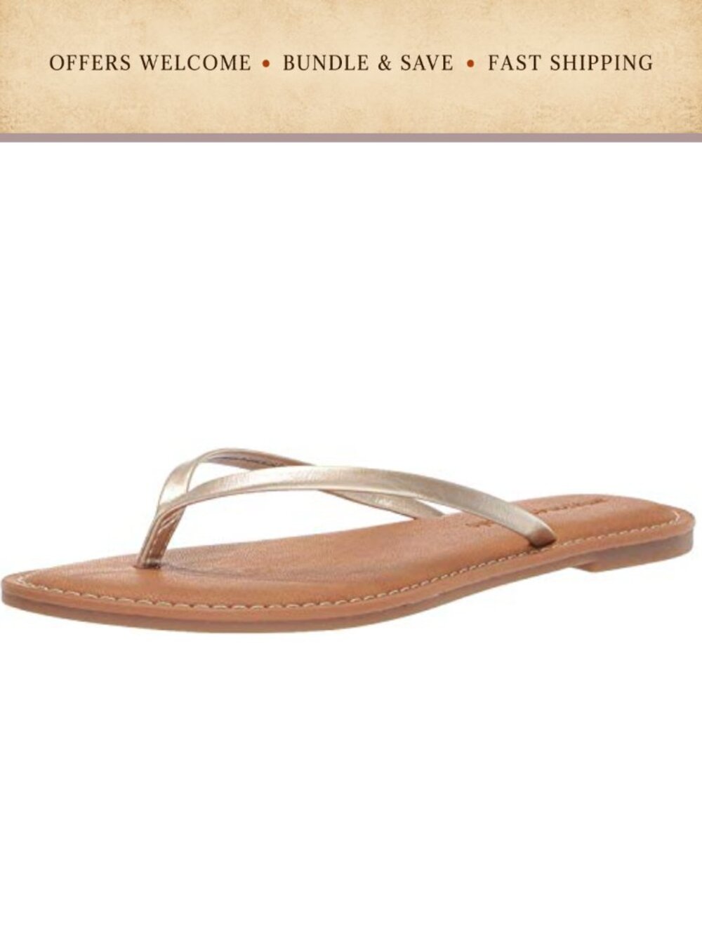 Faux Calfskin Thong Flip Flop Sandals Memory Foam Padded Casual